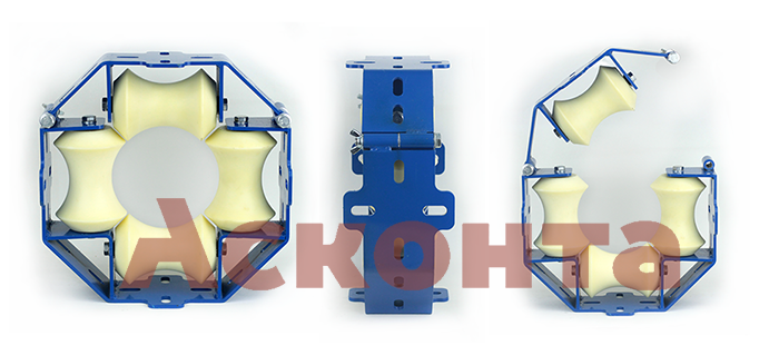 ВРУ 4-120КФ Универсальный направляющий кабельный ролик, для кабеля Ø до 120мм, капролоновые валики, Асконта